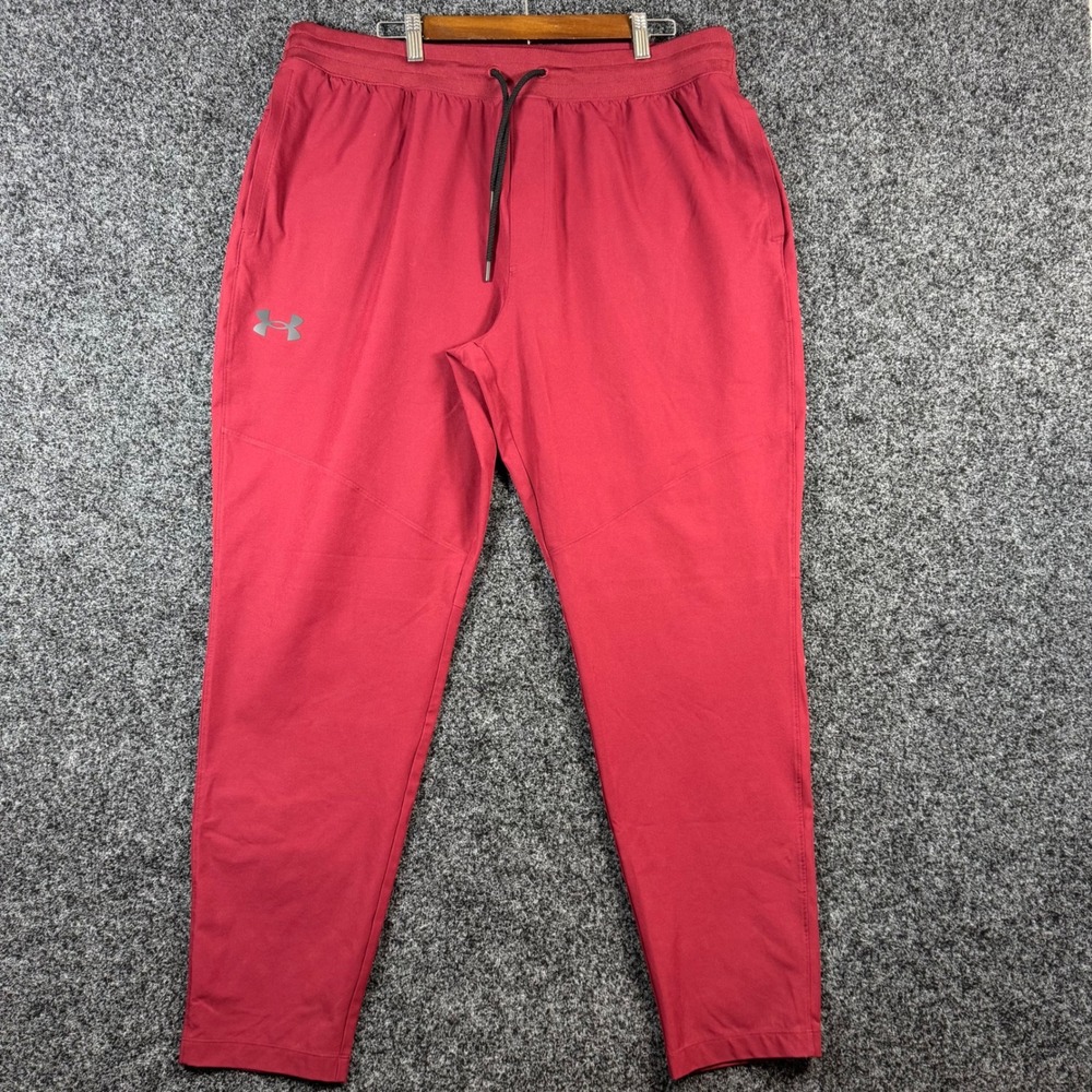 Under Armour Mens XXL maroon Athletic Joggers Tapered Training Pants Drawstring